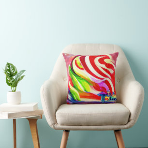 Santa Monica Pier swirly Candy AI Art Cushion