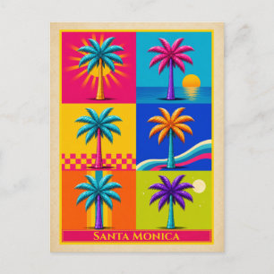 Santa Monica Postcard California Palm Tree Vintage