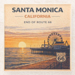 Santa Monica Route 66 Coastal Barware Gift Glass Coaster
