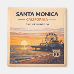Santa Monica Route 66 Coastal Fridge Gift Magnet