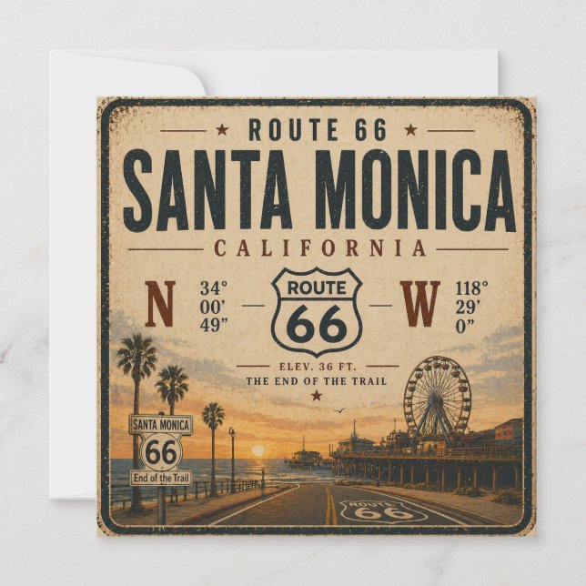 Santa Monica Route 66 Invite Card (Front)