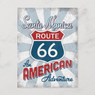 Santa Monica Route 66 Vintage America California Postcard