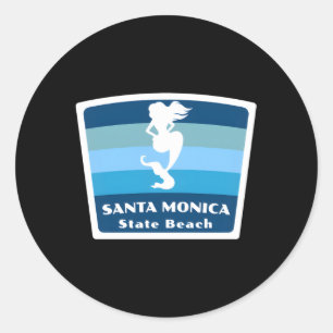 Santa Monica State Beach California Ca Mermaid Classic Round Sticker