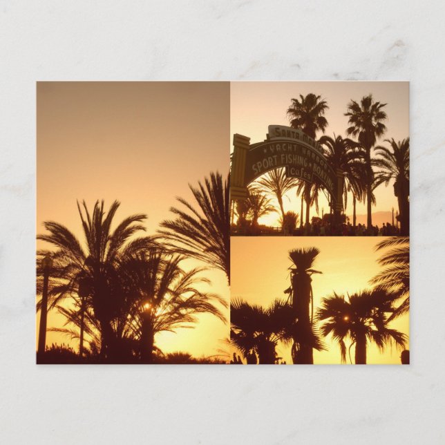 Santa Monica Sunset Collage Postcard (Front)