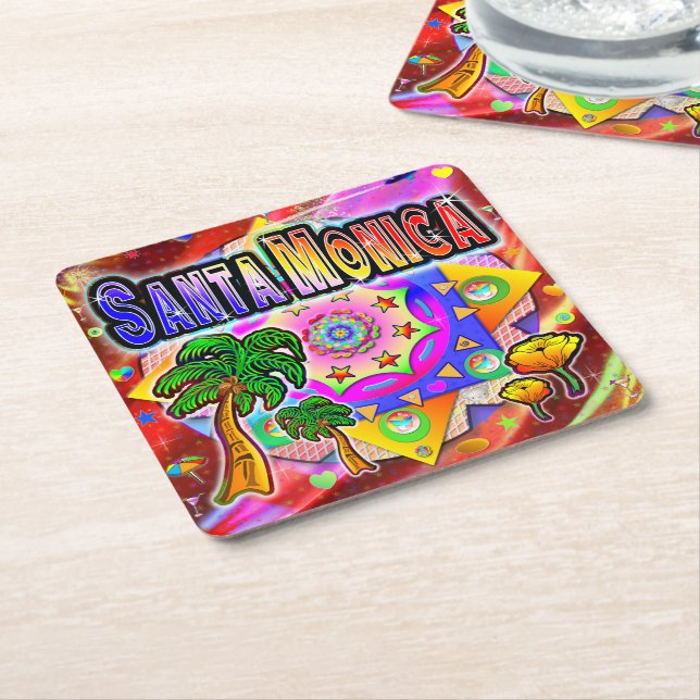 Santa Monica Tropical Friends Coaster (Angled)