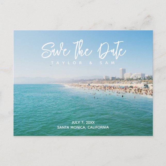 Santa Monica Wedding Save the Date Postcard (Front)