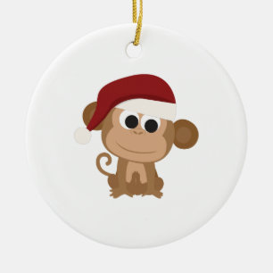 Santa Monkey Ceramic Tree Decoration