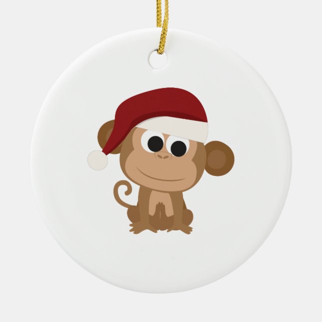 Santa Monkey Ceramic Tree Decoration (Front)