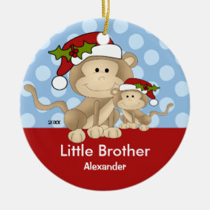 Santa Monkey Little Brother Christmas Ornament
