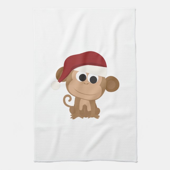 Santa Monkey Tea Towel (Vertical)