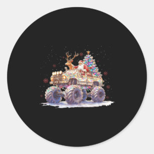 Santa Monster Truck Reindeer Xmas Pajamas Holiday Classic Round Sticker