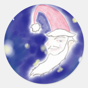 Santa Moon Christmas Art Sticker