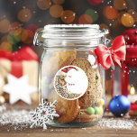 Santa Moon Christmas Holiday Gift Giving Classic Round Sticker<br><div class="desc">A moon-shaped Santa design for your Christmas holiday packages and gifts. These stickers work well on baked goods,  wrapped gifts,  holiday craft items,  party favours and more. Ready to fill in with your personal names or messages.</div>