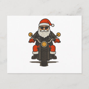 Santa Motorcycle Christmas Vintage Funny Biker Enclosure Card