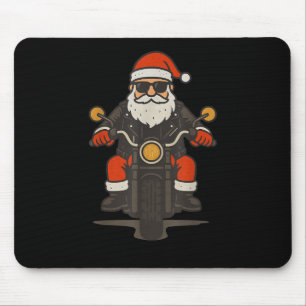 Santa Motorcycle Christmas Vintage Funny Biker Mouse Pad