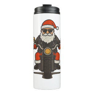 Santa Motorcycle Christmas Vintage Funny Biker Thermal Tumbler