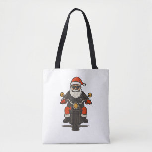 Santa Motorcycle Christmas Vintage Funny Biker Tote Bag