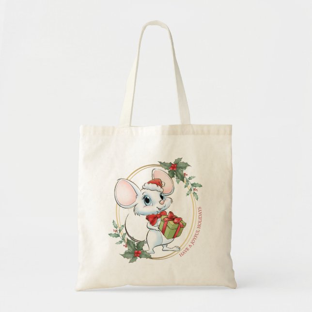 Santa Mouse Santa Cat ChristmasTote Bag (Front)