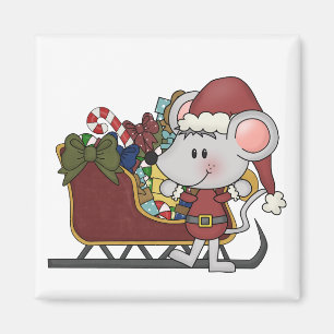 Santa Mouse With Sled Magnet