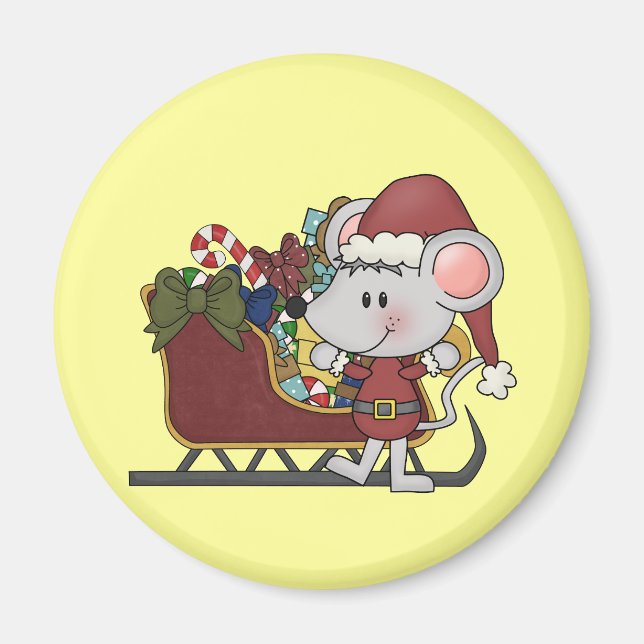 Santa Mouse With Sled Magnet (Front)