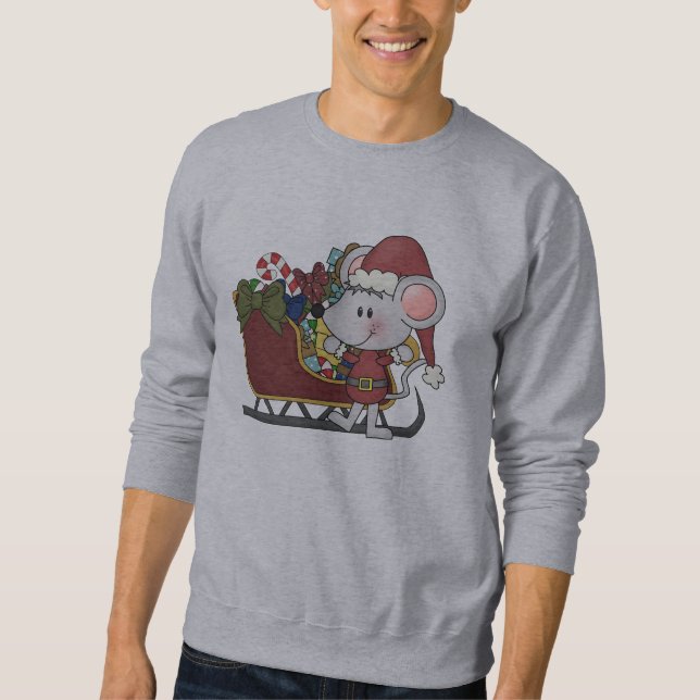Santa Mouse With Sled Sweatshirt (Front)