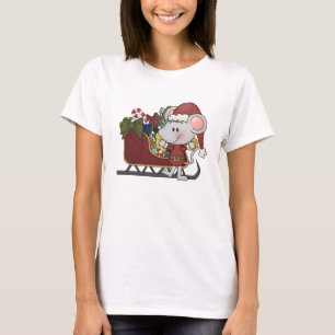 Santa Mouse With Sled T-Shirt