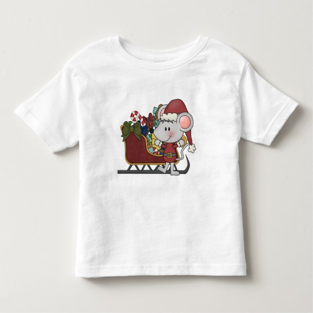 Santa Mouse With Sled Toddler T-Shirt (Front)
