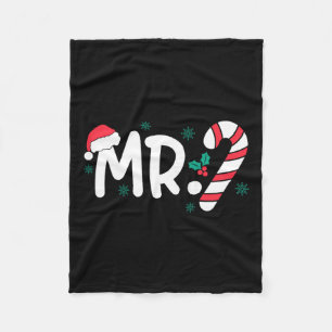 Santa Mr And Mrs Candy Cane Couples Matching Chris Fleece Blanket