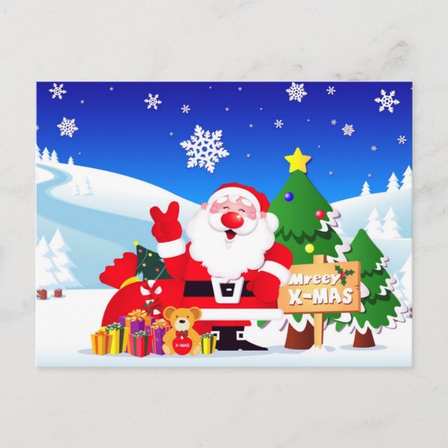 Santa "mreey x-mas"Post Cards (Front)