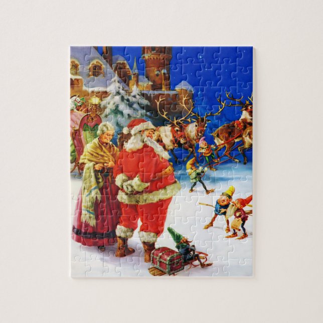 Santa & Mrs. Claus at the North Pole Christmas Eve Jigsaw Puzzle (Vertical)