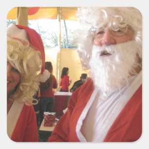Santa & Mrs. Claus Christmas Celebration – Festive Square Sticker