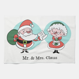 Santa & Mrs. Claus custom name kitchen towel