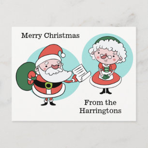 Santa & Mrs. Claus custom text postcard