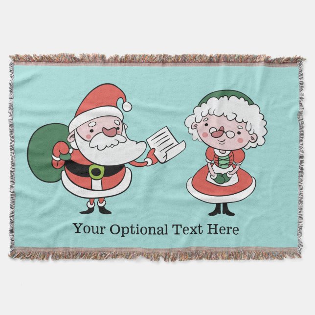 Santa & Mrs. Claus custom text throw blanket (Front)