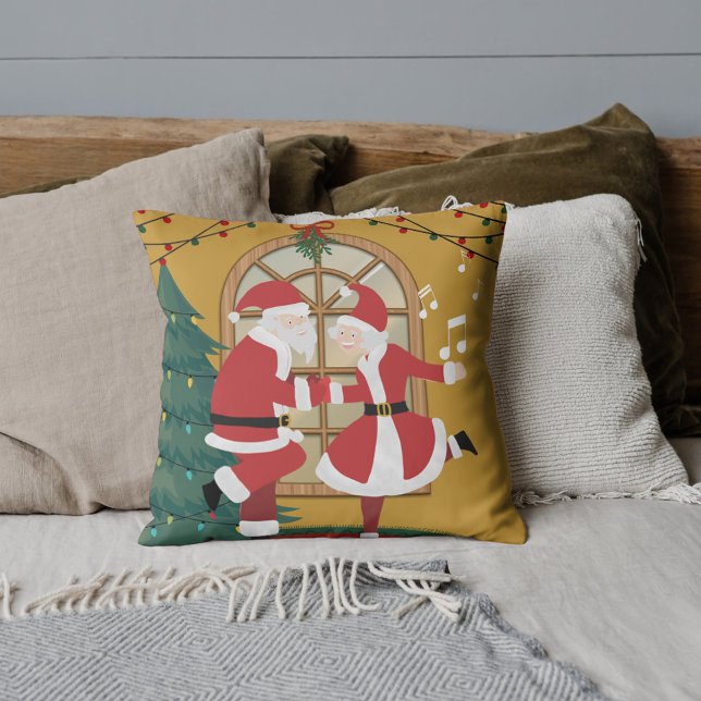 Santa & Mrs. Claus Dance Together Christmas Print Cushion (Creator Uploaded)
