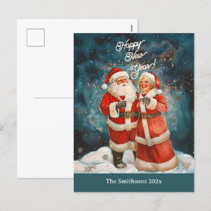 Santa Mrs Claus Happy New Year Postcard
