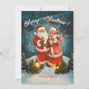 Santa Mrs Claus Merry Christmas Holiday Card