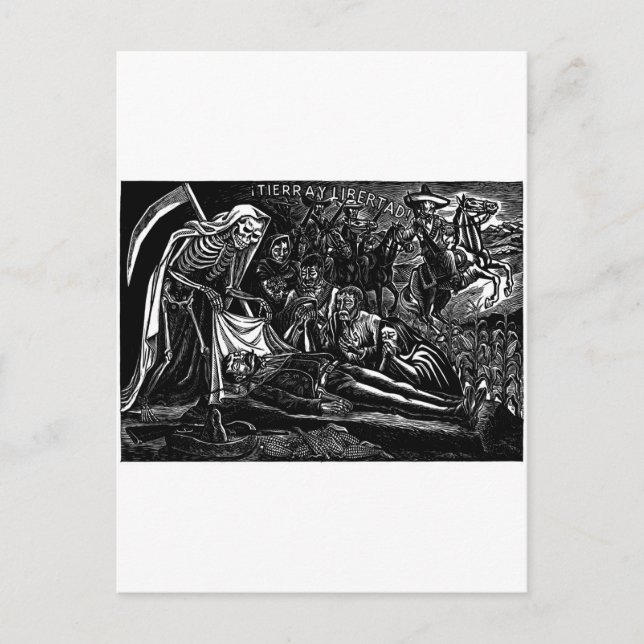 Santa Muerte and the Soldier c. 1951 Mexico Holiday Postcard (Front)