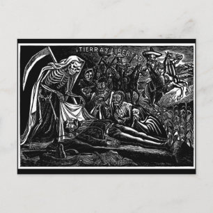 Santa Muerte and the Soldier c. 1951 Mexico Holiday Postcard