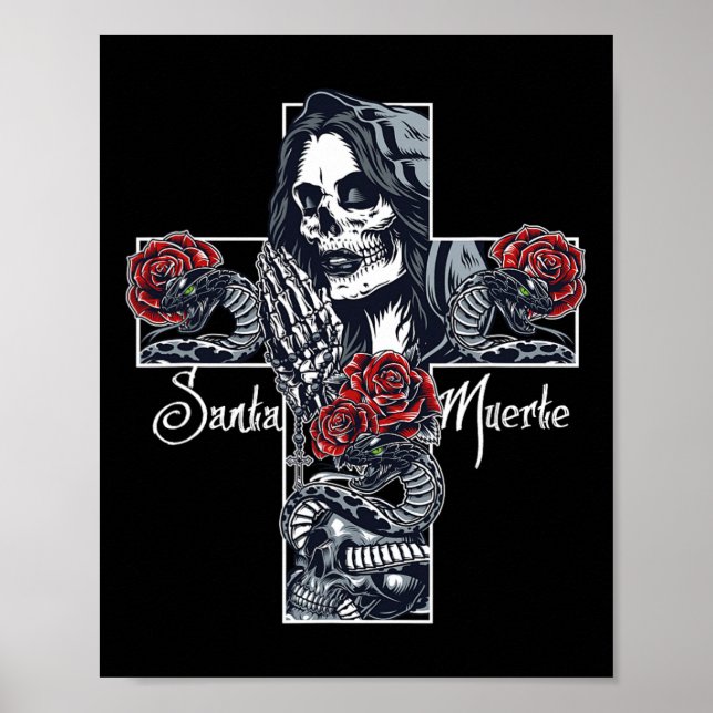 Santa Muerte Cross Costume Halloween Matching Fami Poster (Front)