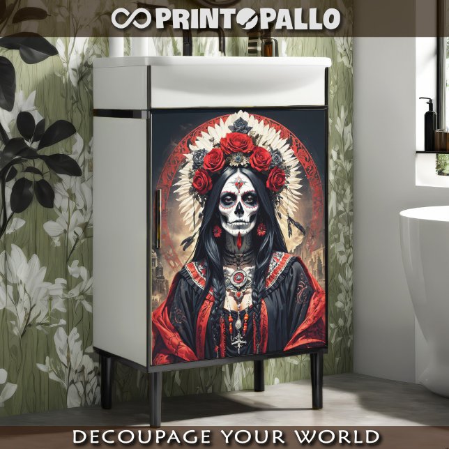 Santa Muerte in traditional horror costume Tissue Paper (Creator Uploaded)