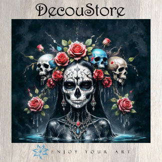 Santa Muerte Rising Decoupage Tissue Paper