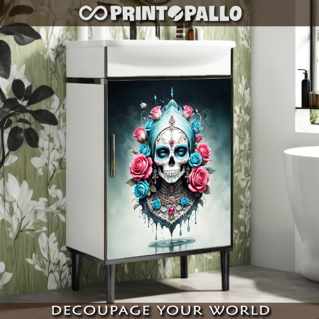 Santa Muerte skull in flowers - Lady Death Tissue Paper (Creator Uploaded)