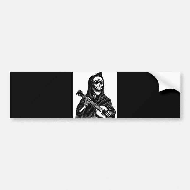 Santa Muerte with Guitar circa early 1900s Bumper Sticker (Front)