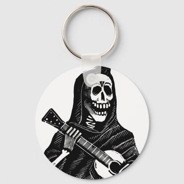 Santa Muerte with Guitar circa early 1900s Key Ring (Front)