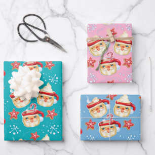 Santa Mugs + Cookies Christmas Gift Wrapping Paper