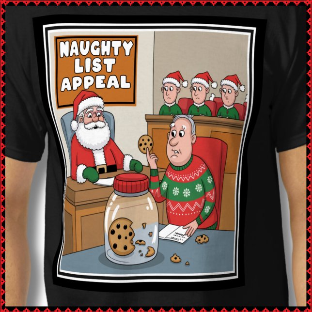 Santa Naughty List Cookie Thief Ugly Sweater Tee (Funny Santa Naughty List Cookie Thief Ugly Sweater T-shirt. Colorful Christmas Gift for Men.)