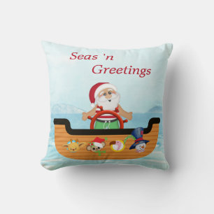 Santa Nautical Christmas Pillow