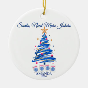 Santa Need More Mahjong Jokers Christmas Tree Ceramic Ornament