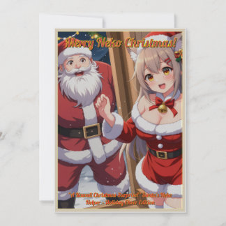 Santa & Neko Helper (Non-Download) Holiday Card